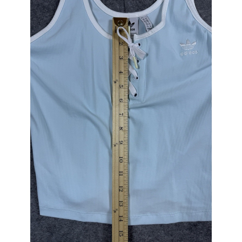 adidas Tank Top Womens Large Blue Always Original Lace-up Laced - Picture 8 of 11